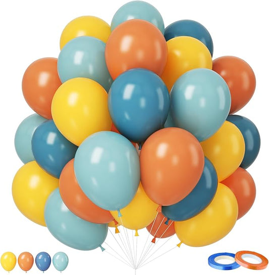 Retro Blue Yellow Orange Balloons, 12 Inch here come balloons Blue and Orange Balloons for Fall Thankgiving Here Comes the...
