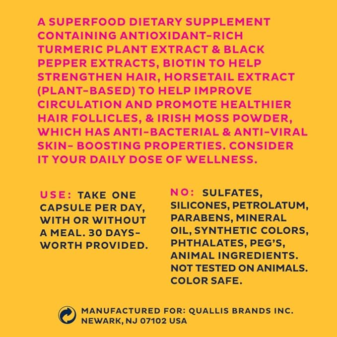 Scotch Porter Superfood Supplement | Beard, Hair, Skin and Immune Support | Formulated with Non-Toxic Ingredients, Free of Parabens, Sulfates & Silicones | 30 Capsules – 3 Pack