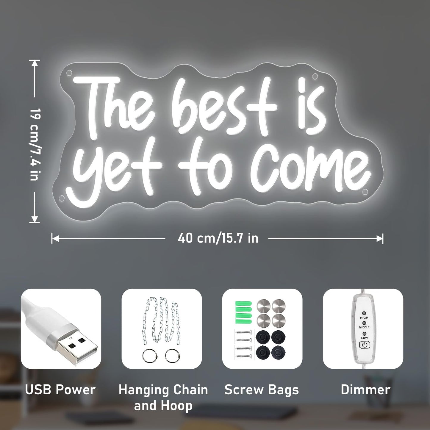 The Best Is Yet To Come Neon Sign Led Neon Light Usb Powered Three Brightness Adjustable Light Up Signs For Office Bedroom Home Bar Study Room Wedding Teens Girls Gifts