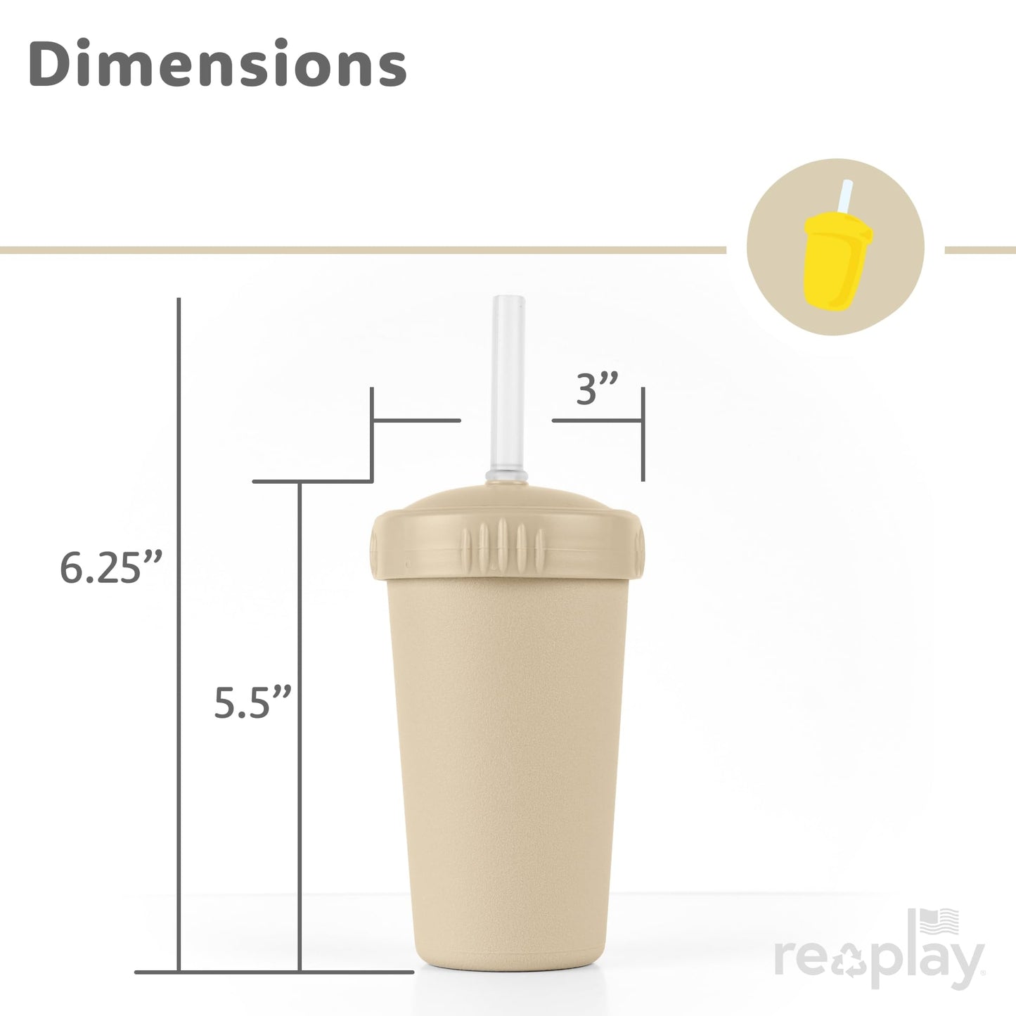 Re-Play 10 oz. Straw Cups for Kids with Silicone Locking Straws - Dishwasher & Microwave Safe - Made in USA - Set of 4-7.37" x 7.37" x 1.25" - Desert Roses
