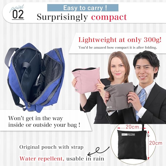 Riverland Travel Pillow Neck Pillow Strong Support Easy to Carry Compact Designed in Japan Useful in Office naps Airplane car Train for Sleeping (Navy)
