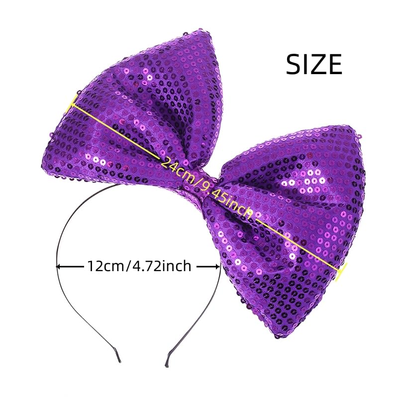 Bubbmi Women Large Bow Headband, Mardi Gras Carnival Headband, Oversized Bow Hairband, Birthday Party Halloween Festival Party C
