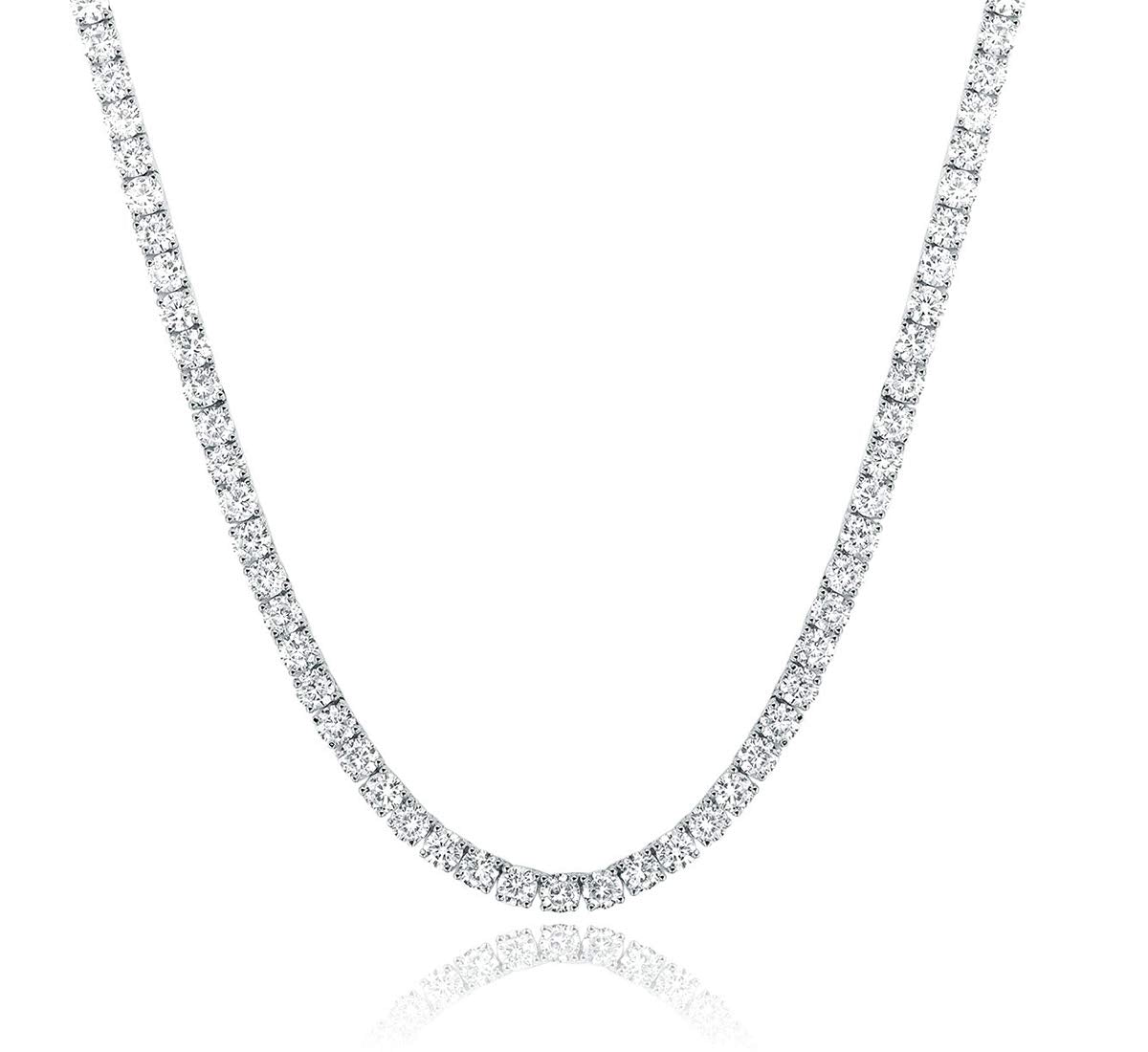 18 Inch Tennis Chain 18K White Gold Plated | 4.0mm Round Cubic Zirconia Cut Tennis Necklace for Women and Men