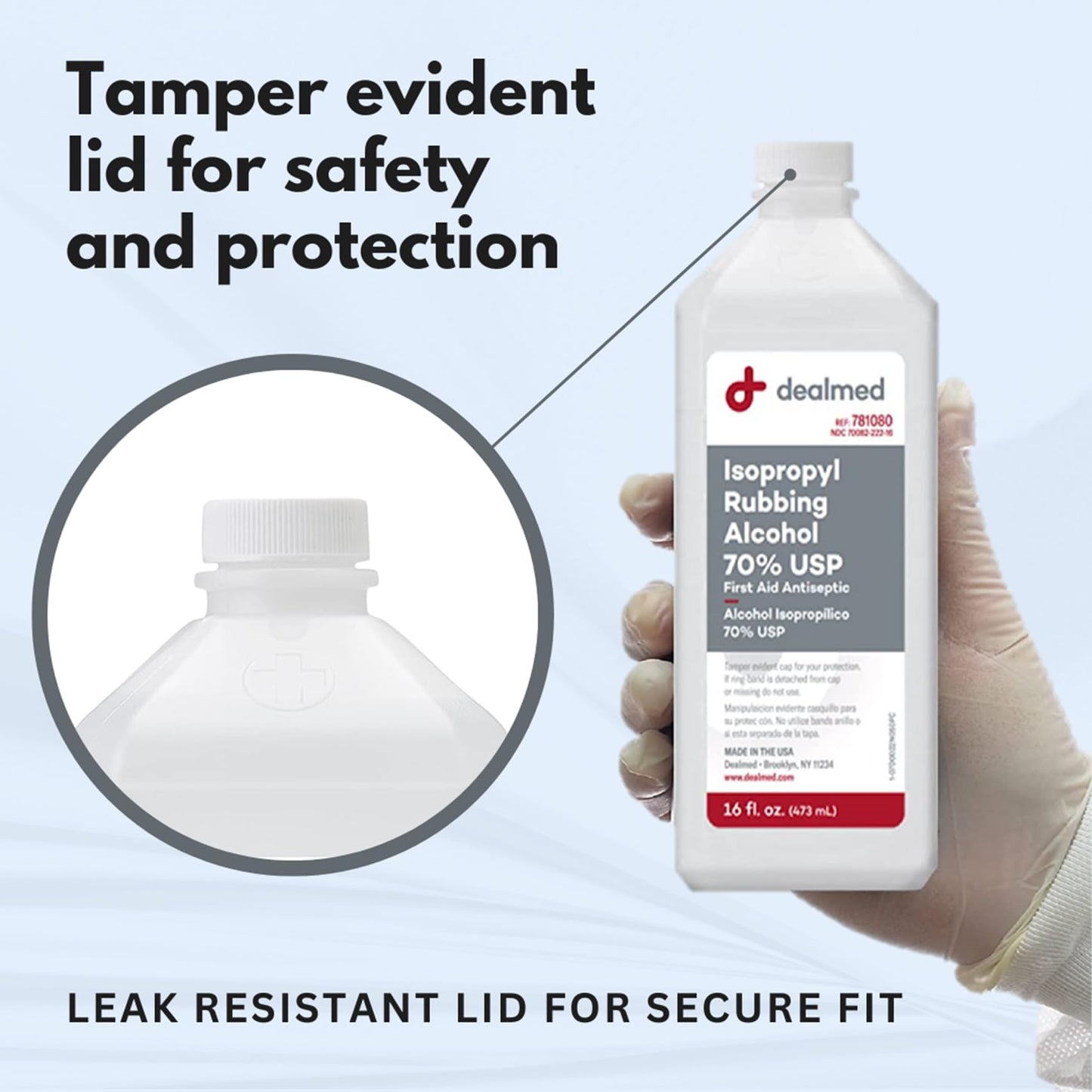 Dealmed Isopropyl Rubbing Alcohol 70% USP, First Aid Antiseptic, 16 fl. oz, (1 Pack)