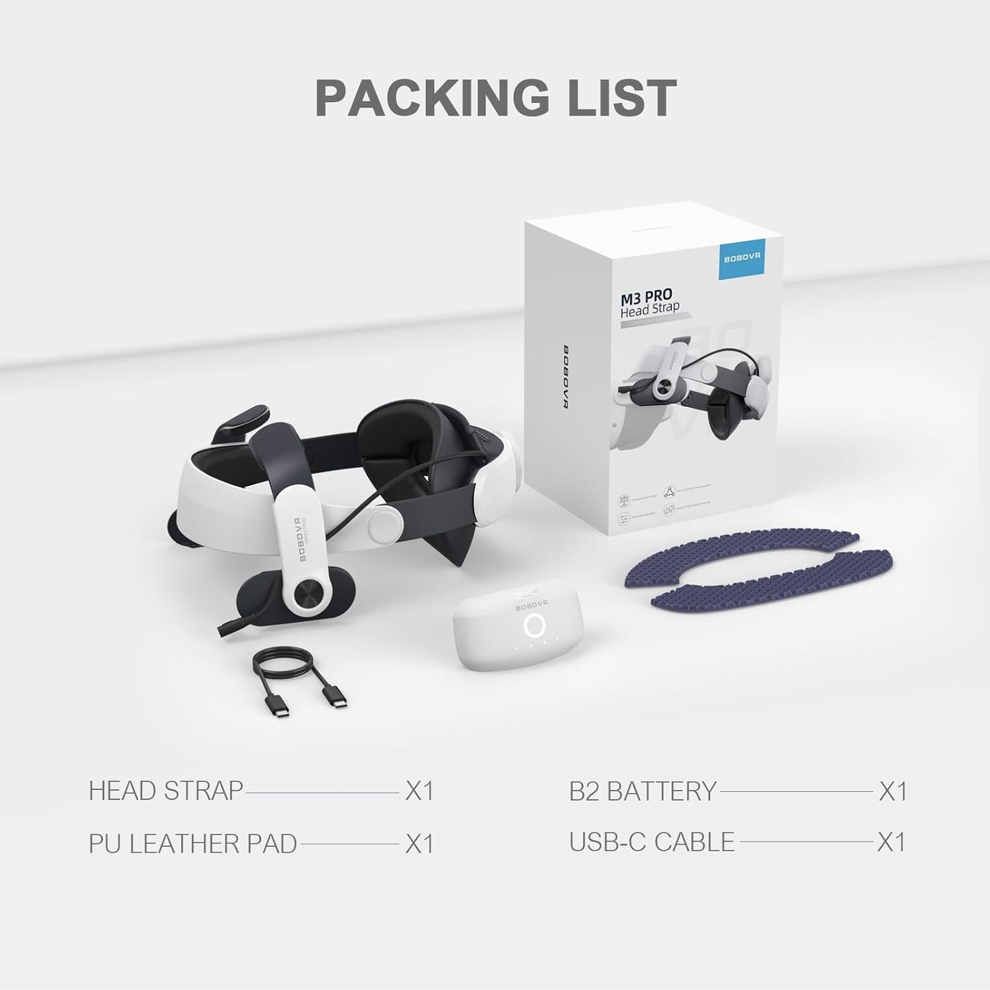 BOBOVR M3 Pro Battery Pack Head Strap Accessories, Compatible with Meta Quest 3/Quest 3S,Reduce Facial Stress,Magnetic Battery Swap Design