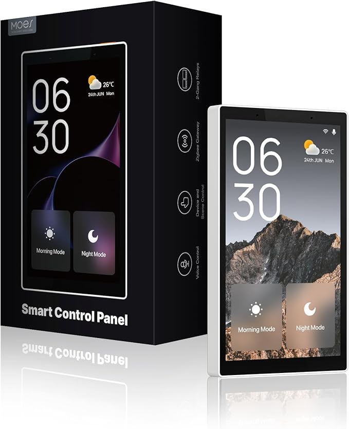MOES Smart Home Touchscreen Control(1-Switch Panel), In-wall Smart Panel with Alexa Built-in, Compatible with Smart Life d...