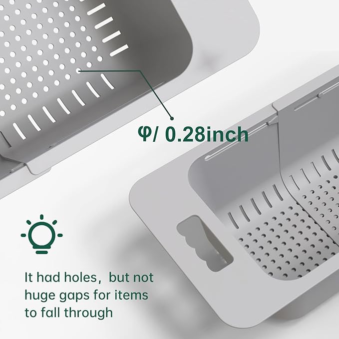 Yatmung Adjustable Freezer Baskets - Chest & Deep Freezer Organizer Bins - Expandable Storage Bins with Handle - Kitchen Organization Accessories - Gray, 2-PACK