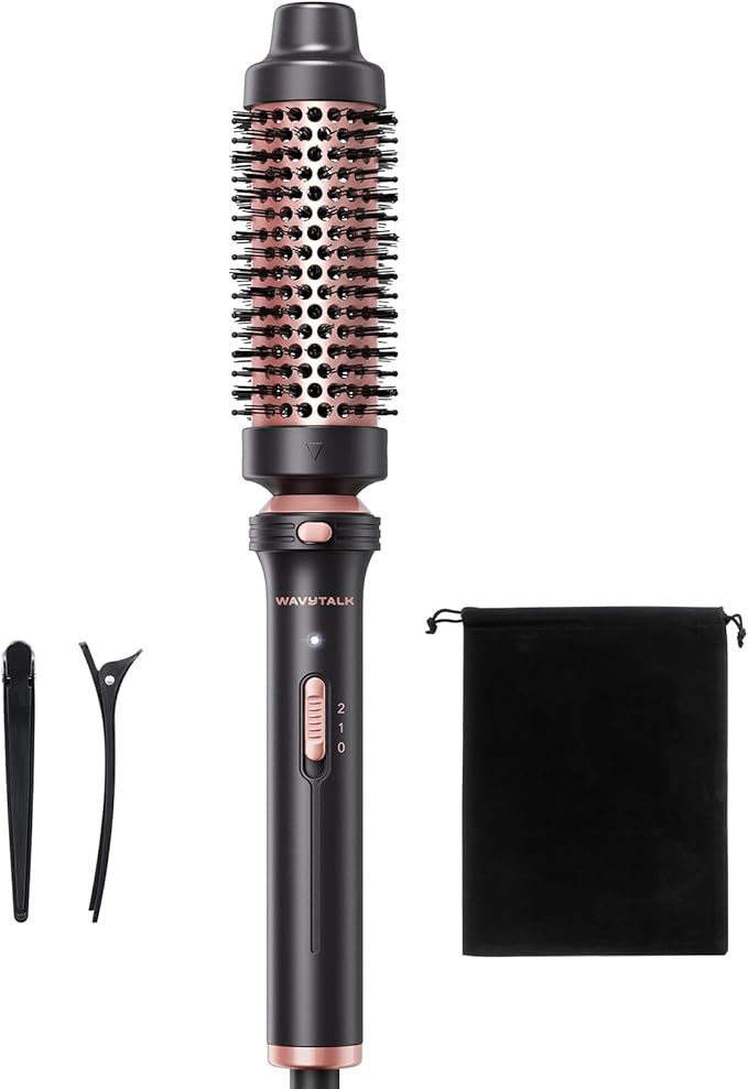 Wavytalk Thermal Brush, 1 1/2 inch Heated Round Brush with Detachable Head, Velvet Pouch and Dual Voltage for Travel, Easy...