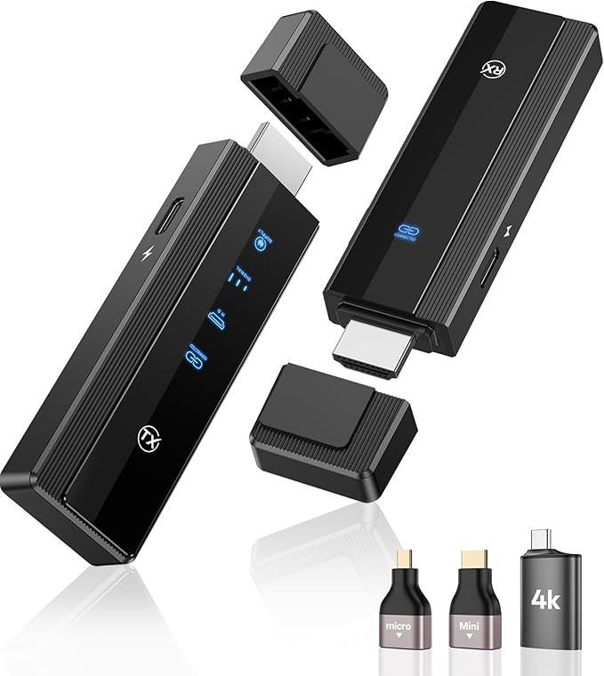 2026 Upgraded Wireless HDMI Transmitter and Receiver 328FT/100M, 4K Decode & 1080P 60Hz Zero Latency, 5G/2.4G Dual Band,Wi...