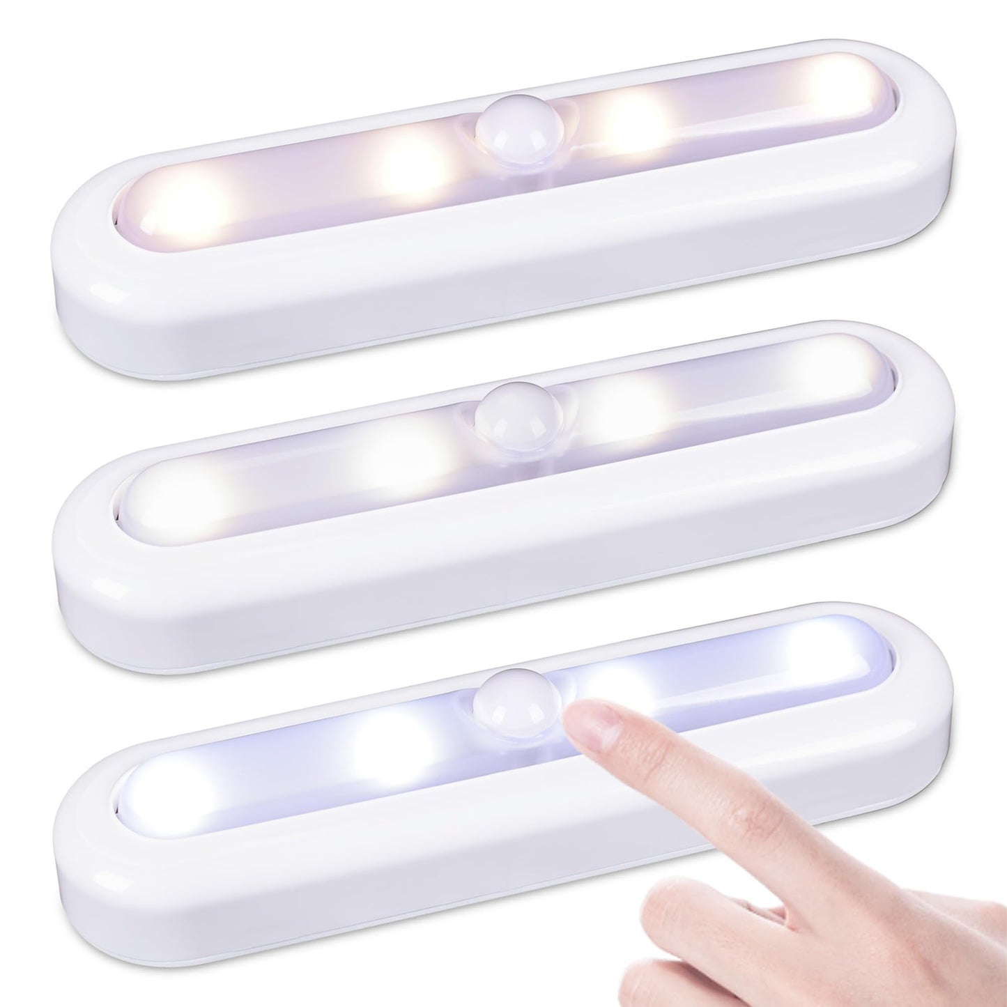 Star-Spangled 3 Pack 7  Dimmable Push Tap Lights  Stick On Led Touch Lights Aaa Battery Operated For Kitchen  Closet  Under Cabinet  3 Color Modes