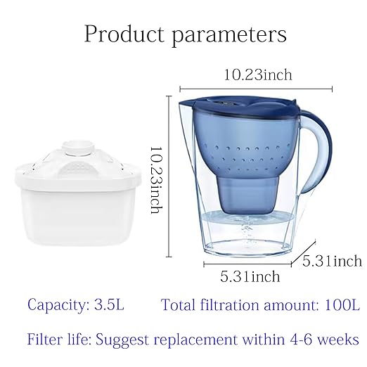 Water Filter Pitcher for Tap and Drinking Water with SmartLight Filter Change Indicator + 1 Elite Filter Lasts 6 Months 17-Cup Capacity Christmas Gift for Men and Women BPA Free (Blue)
