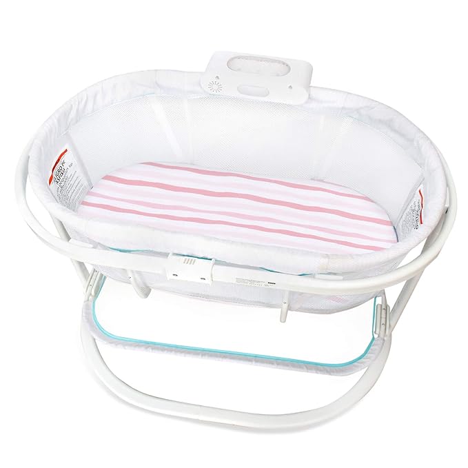 Bassinet Sheets Compatible with Fisher-Price Soothing Motions/Luminate Bassinet and Chicco LullaGo Anywhere Portable Bassinet, 2 Pack, 100% Jersey Knit Cotton Fitted Sheets, Pink Print for Baby Girl