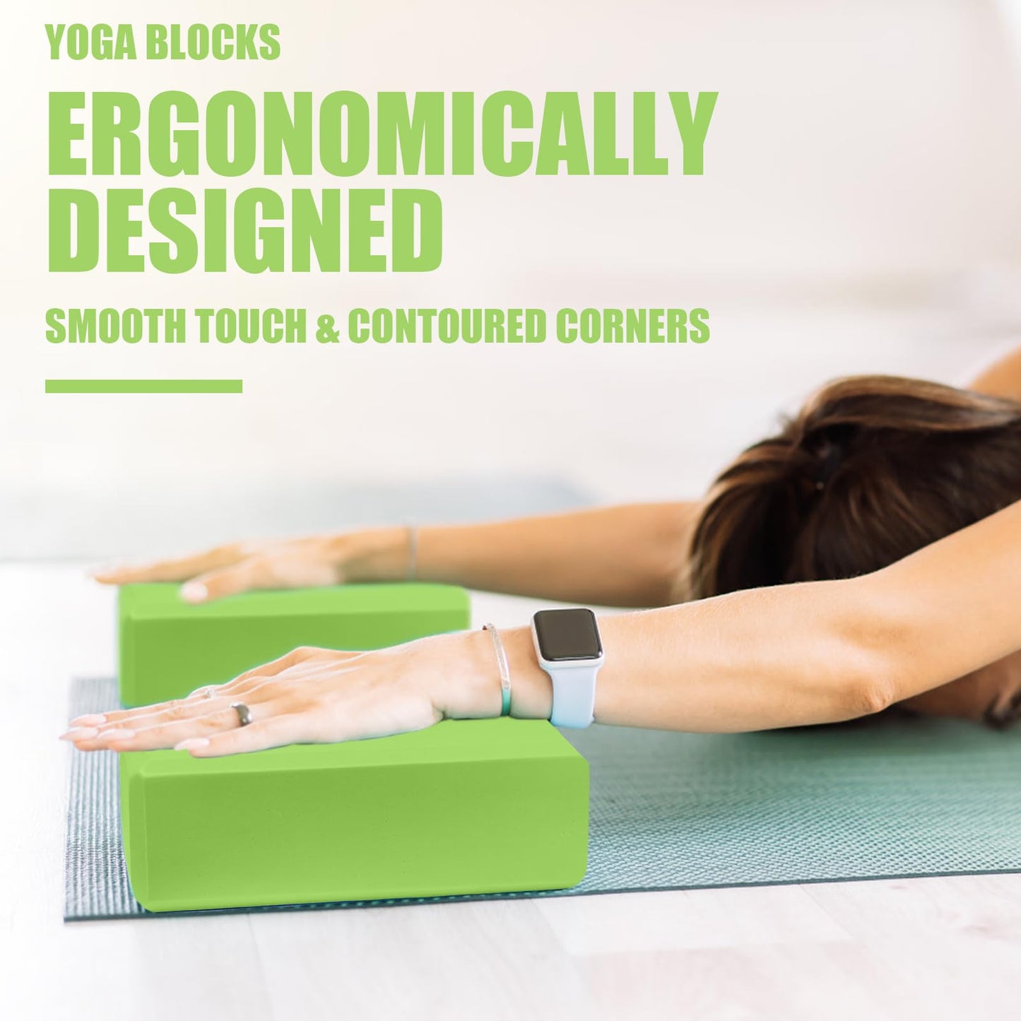 2 Pcs Yoga Blocks, 9"x6"x3" Foam Blocks Yoga Props for Pilates Stretching and Meditation Exercise Blocks Lightweight Yoga Essentials (Avocado green, normal)