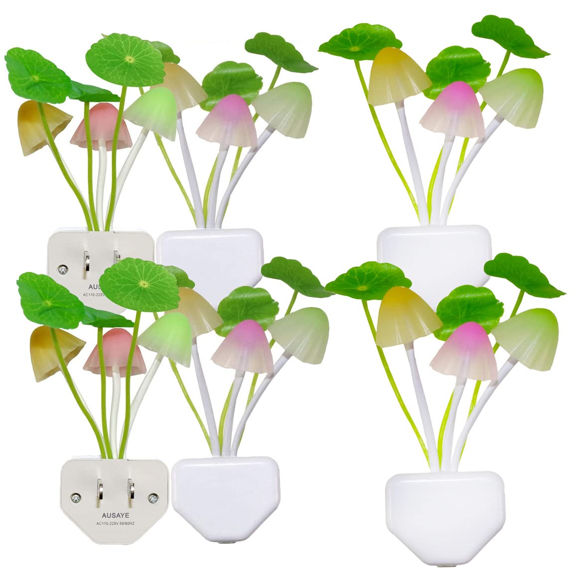 AUSAYE LED Night Light, Lotus Leaf Style, Silicone Plastic, 6 Pack, Model NL-7394