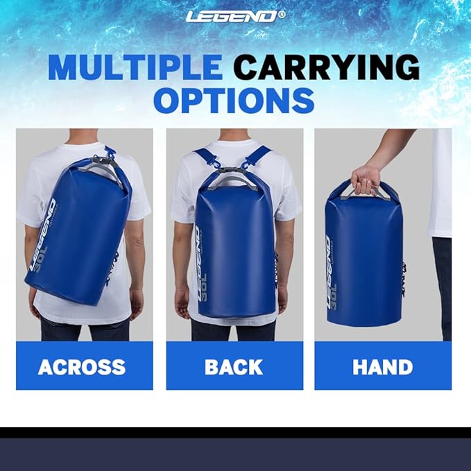 Legend UltraSEA Waterproof Dry Bag 5L/10L/20L/30L - Drybag Waterproof Bag for Kayaking, Swimming & Travel, Roll Top Floating Dry Bag, Lightweight Dry Sack for Boating, Rafting and Beach - 30L Blue