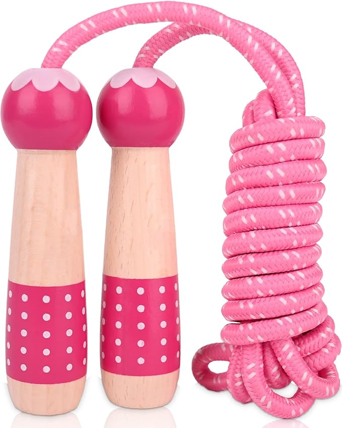 EGOSKY Jump Rope Kids, 7.2ft Children Adjustable Cotton Skipping Rope with Wooden Handle for Boys Girls Fitness Outdoor Ac...
