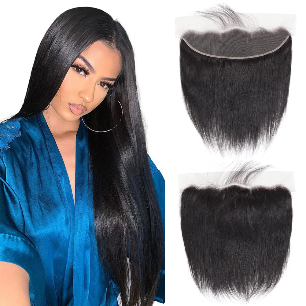 13x4 Ear to Ear Transparent HD Lace Frontal Closure 12A Unprocessed Brazilian Virgin Human Hair 16 Inch Silky Straight Full Lace