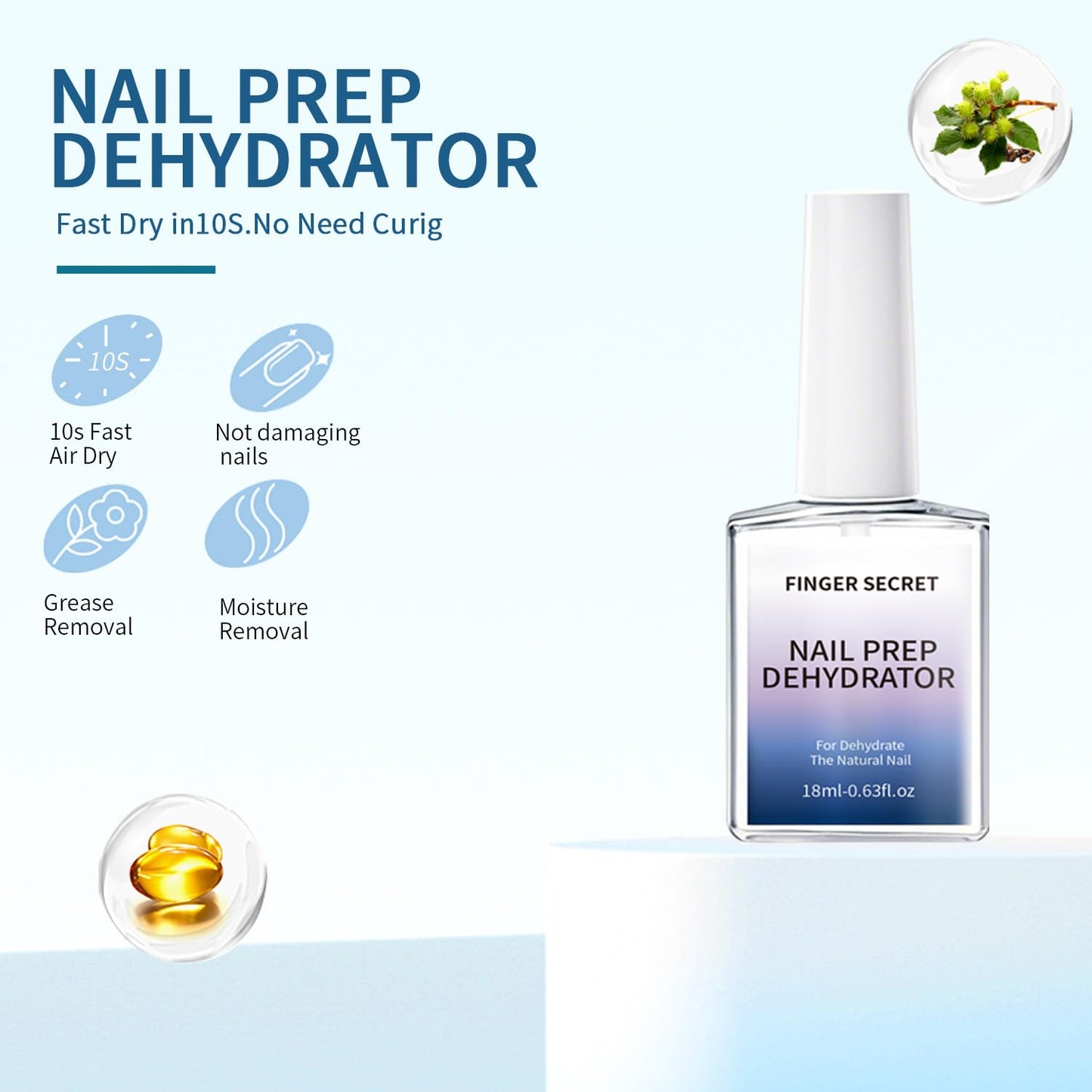 finger secret X-Strength Nail Primer and Prep Dehydrator Poly Gel Nail Kit,Nails Fast Dry Prep Base Coat Kit for Design Nail Art