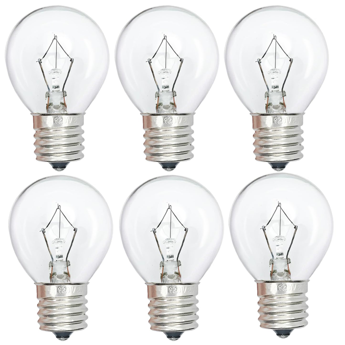 Paeorrorl Lava Lamp Bulb 6 Pack, 25W S11 E17 Base, Dimmable 2700K Warm White, Glass, Silver