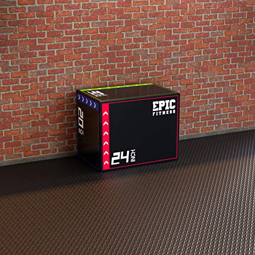 Epic Fitness 3-in-1 Foam Plyometric Jump Box - High-Density EPE Foam Core - Non-Slip & Easy-to-Clean PVC Leather Cover - B...
