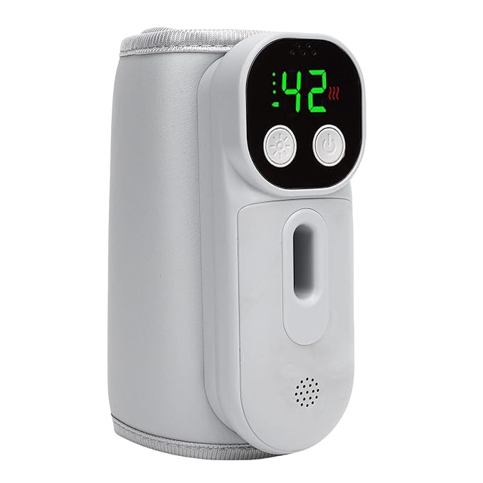 Fast Heating Baby Bottle Warmer, Voice Control Rechargeable Portable Warmer, 360° Surround Heating with Night Light, for Travel on The Go, 7 Temperature Settings