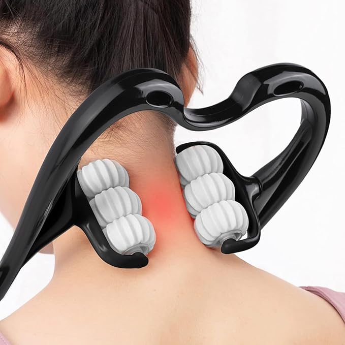 HaSeftni Neck Massager, Upgrade 6 Balls Massage Point Roller Massager for Pain Relief Handheld Tool Suitable Legs Waist an...