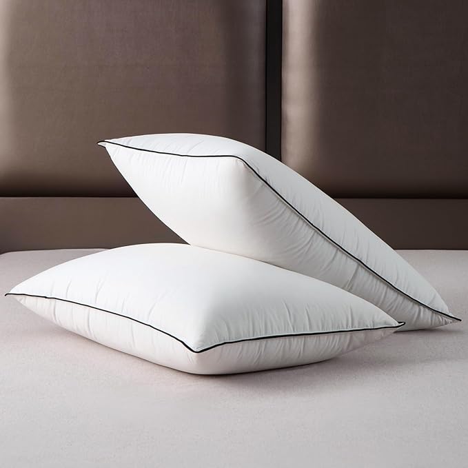 Luxury White Goose Down Pillows Queen Size - 750+ Fill Power - 500 Thread Count 100% Cotton Shell - Soft and Support Down Bed Pillow for Back, Side, Stomach Sleepers - 1 Pack (20 x 28”)