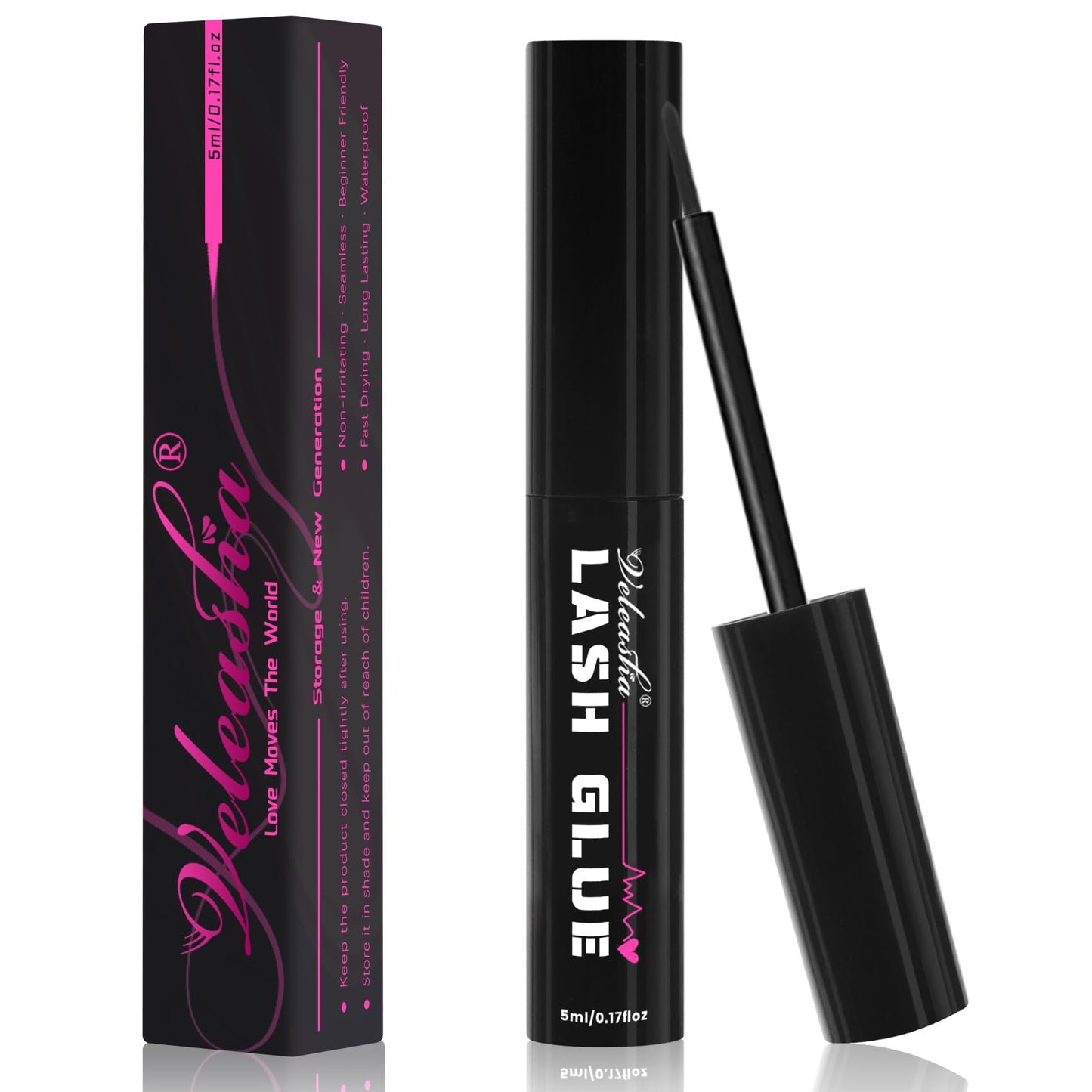 Veleasha Lash Glue Waterproof Fast Drying Eyelash Bond for False Eyelashes Long Lasting Non-Irritating Lash Adhesive with Brush