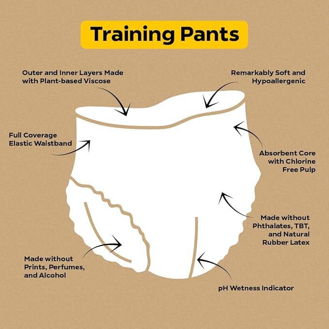 DYPER Toddler Potty Training Pants Girls & Boys Size 2T-3T, Honest Ingredients, Day & Overnight, Made with Plant-Based* Materials, Hypoallergenic for Sensitive Skin, Unscented