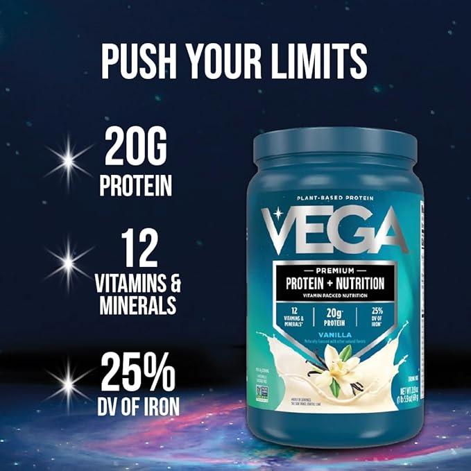 Vega Essentials Plant Based Protein Powder, Vanilla - Vegan, Superfood, Vitamins, Antioxidants, Keto, Low Carb, Dairy Free, Gluten Free, Pea Protein for Women & Men, 2.3 lbs (Packaging May Vary)