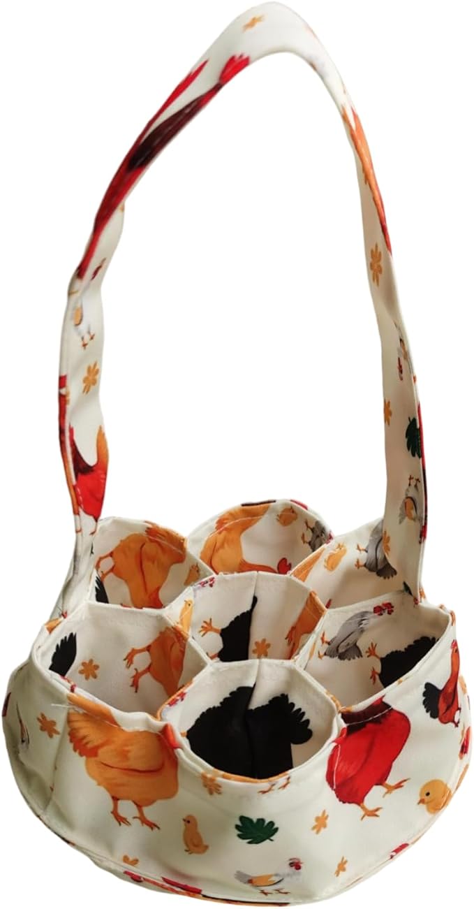 Large Egg Collecting Basket - UKJENT Chicken Egg Gathering Basket Machine Washable, Hold Different Size Eggs Collection Carrier Bag, Fresh Eggs Collector for Chicken Duck Goose, Farm & Home Use