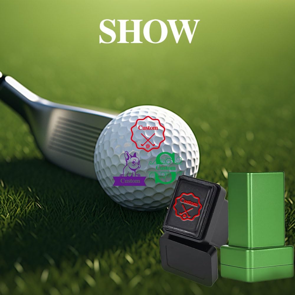 Large 1.18inches Custom Golf Ball Stamp Personalized Stamp with Monogram Logo Design with Logo Text Durable Waterproof - Easy Markings,Self-Inking Gift for Golf Lover Dad Friend Gift (Deluxe-ST)