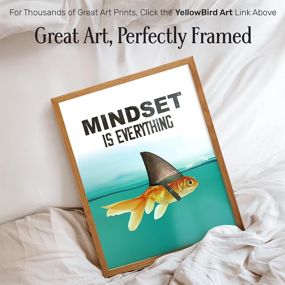 Motivational Wall Art Posters for Home, Office FRAMED - Mindset is Everything - LARGE 11X14 - Inspirational Gifts for Men, Students - Entrepreneur Wall Art - Uplifting Self-Improvement Positive Quotes