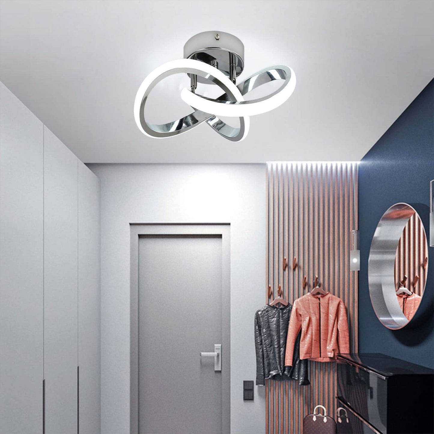 Caneoe Modern Led Ceiling Light Fixture, Acrylic, Chrome, 6000K, Flower Design, Ideal For Bedroom, Bathroom, Kitchen, And Hallway