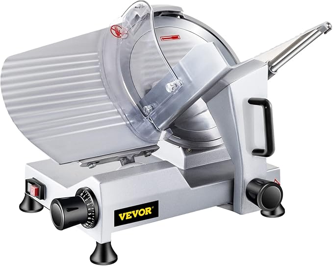 VBENLEM Commercial Meat Slicer,12 inch Electric Meat Slicer Semi-Auto 320W Premium Chromium-plated Steel Blade Adjustable Thickness, Deli Meat Cheese Food Slicer Commercial and for Home use,Sliver