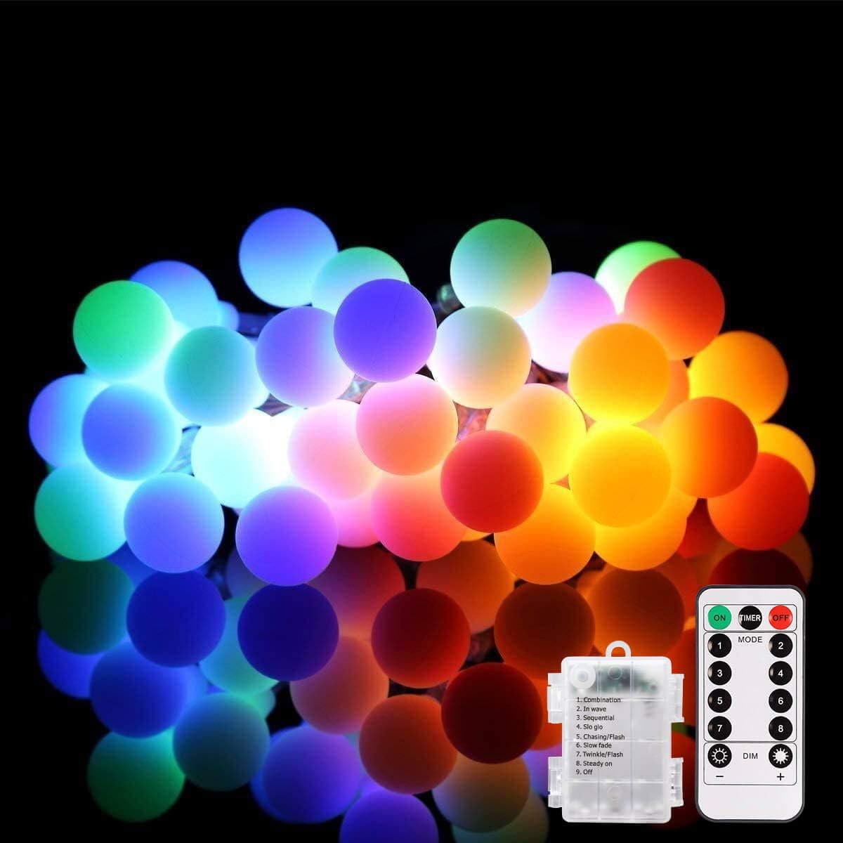Aloveco 18Ft Battery Operated String Lights, 50 Led Waterproof Twinkle Lights, Remote Control, Multicolor For Indoor/Outdoor Use