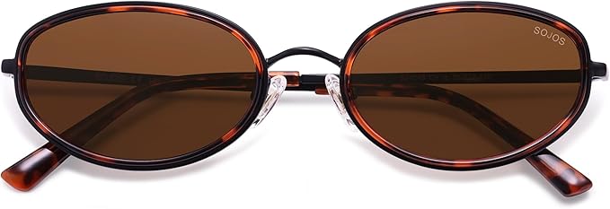 SOJOS Trendy Oval Polarized Sunglasses for Women Men, 80s 90s Chic Retro Vintage Sunnies SJ1248