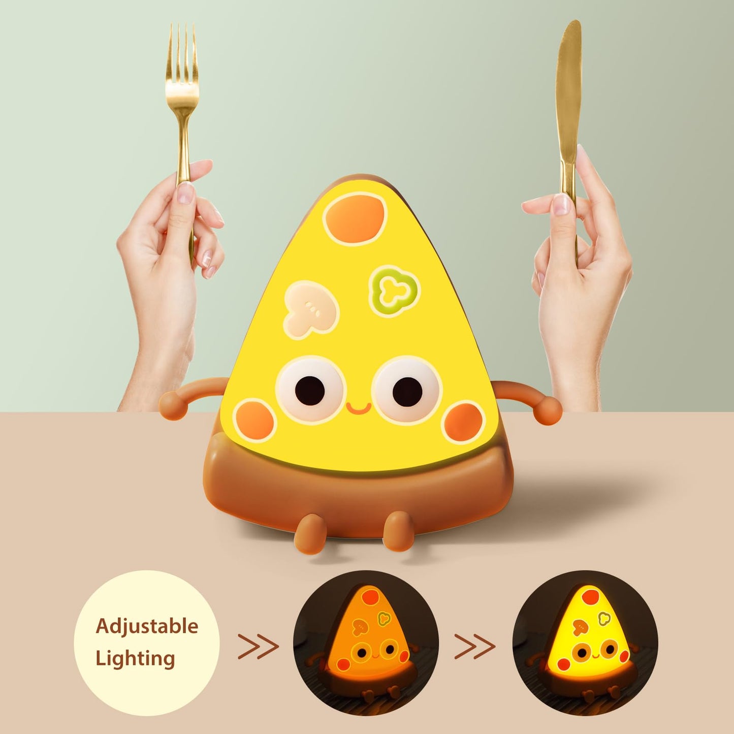 QANYI Pizza Lamp - Personalized Yellow Nightlight for Kids & mature-themeds, Funny Food Decor Light for Kitchen, Restaurant, Party, 12in Size