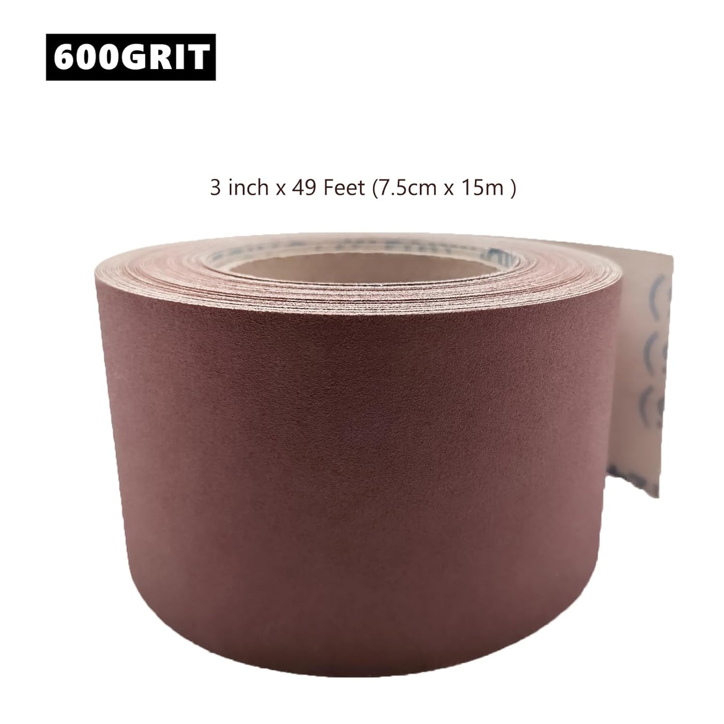 600 Grit Sandpaper Roll, 3 Inch x 49 Feet Emery Cloth Roll Aluminum Oxide Abrasive Paper Roll Continuous Sandpaper for Metalworking, Woodworker, Furniture Repair, Sanding Automotive Plumbing