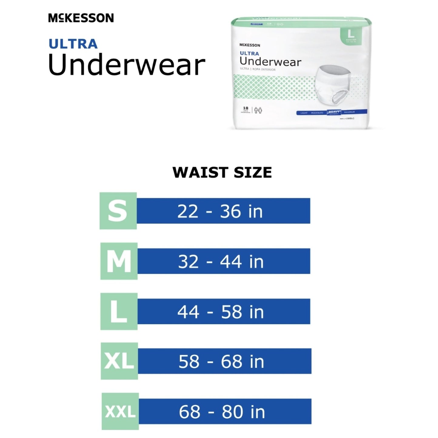 McKesson Ultra Adult Incontinence Underwear, [14 Count], Heavy Absorbency, XL, 58-68 in. Unisex Bladder Leak Protection, Pull-On Style with Tear-Away Sides, Postpartum and Incontinence Support