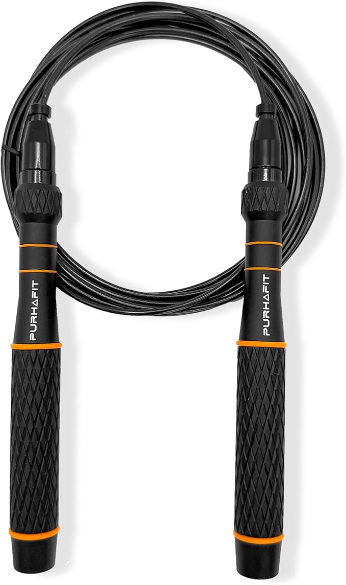 LYRA Adjustable Speed Jump Rope – 360° Ball Bearings, Steel Cable & Aluminum Handles – Fast Double Unders for CrossFit, HI...