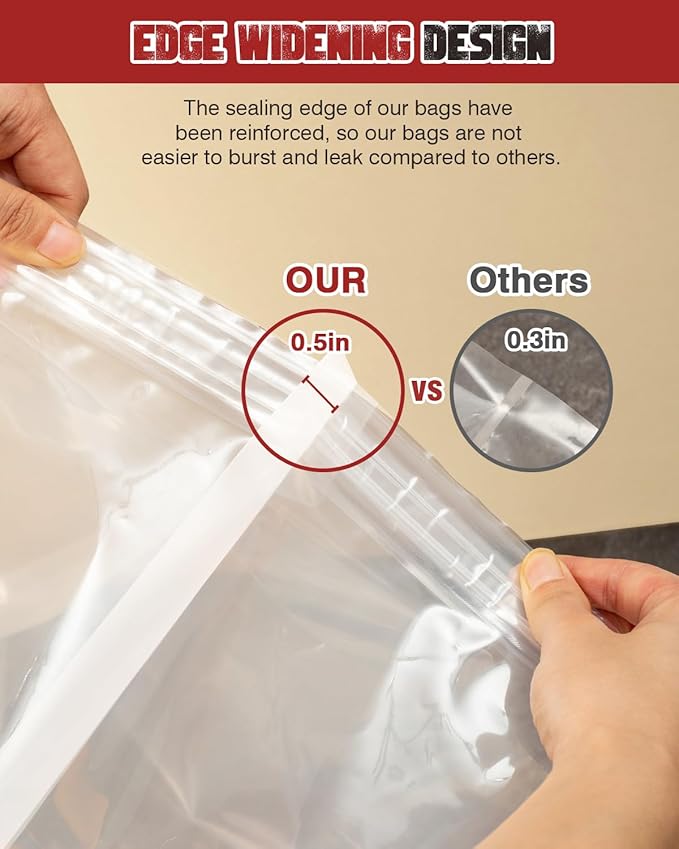 Turkey Brine Bag, 26"×22", 2 Pack, Extra Large Brining Bags for Thanksgiving Turkey, Chicken, Beef, Fish, Pork - Holds up to 35lbs, Double Zipper Heavy Duty Brine Bag with 2 Cotton Strings & Clips