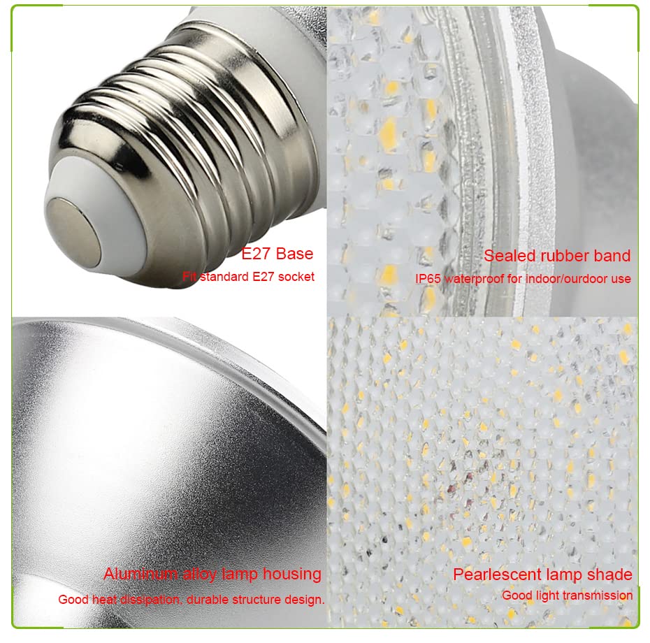 Yacolit PAR38 LED Floodlight Bulb, RGB + Cool White, 45W, Waterproof for Indoor/Outdoor, Remote Control, Ideal for Home and Holiday Decor