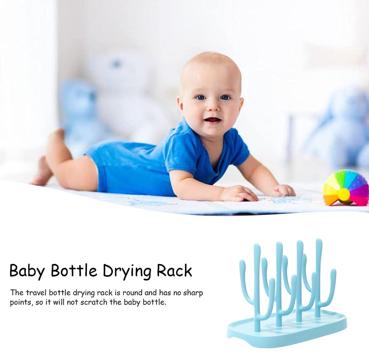 YilulvDeng Baby Bottle Drying Rack - Space Saving, Portable Travel Rack for Baby Bottles and Accessories (Blue)