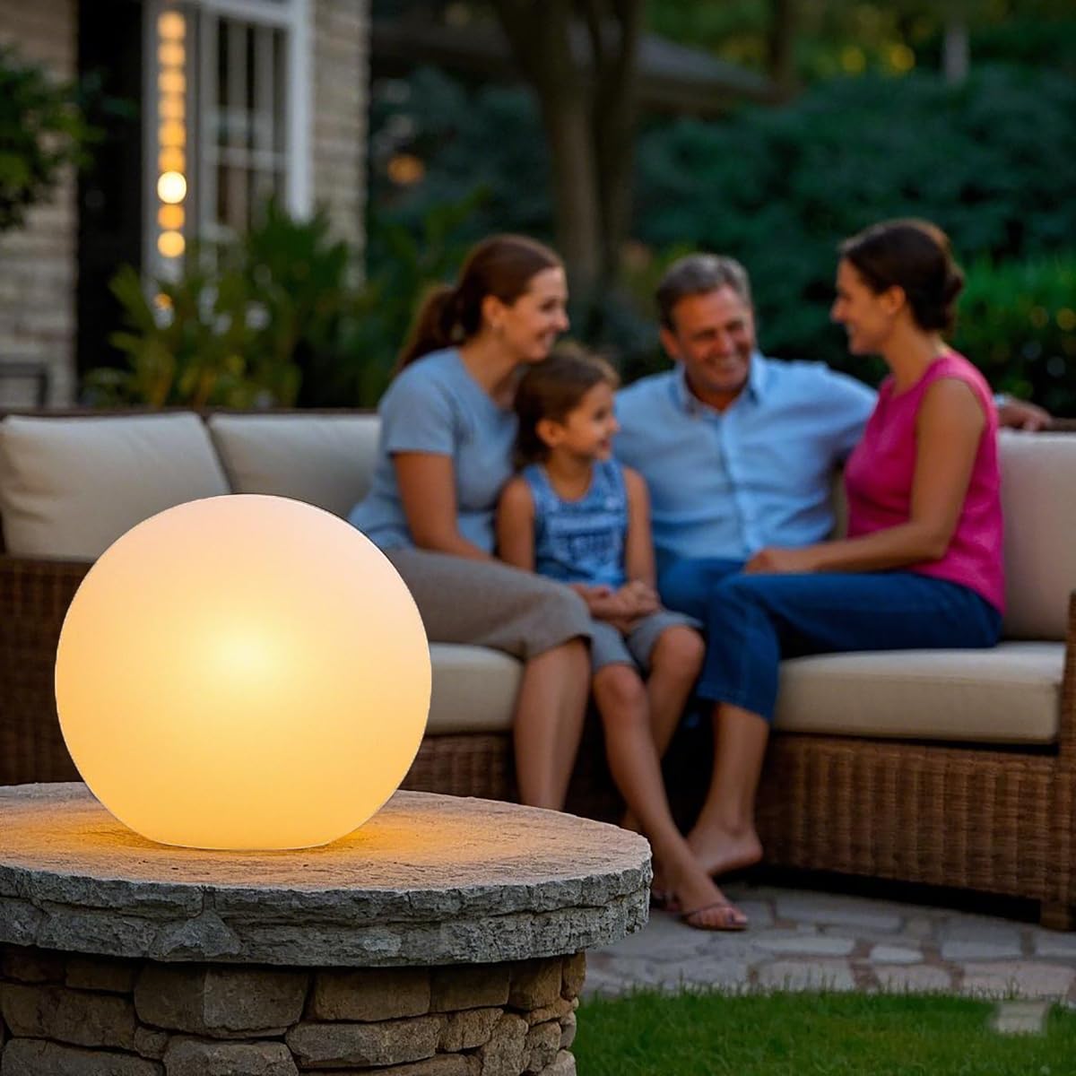 Mr.Go Solar Globe Light, RGB LED Orb Lamp, 12-inch, White, Remote Control, 16 Colors, for Garden Patio Landscape Lighting