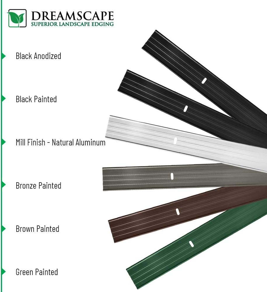 Dreamscape E-Z Edge Aluminum Landscape Edging - 4 Strips, 6ft Each (24ft Total), Mill Finish (Natural Aluminum) - Professional Quality Landscaping Border, Metal Divider for Lawn, Garden, Flowerbed