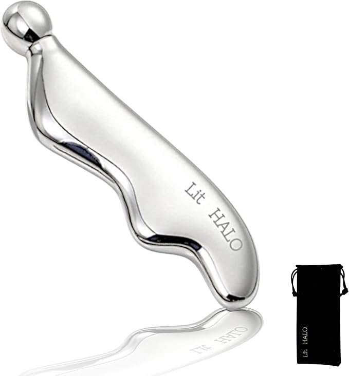 4-in-1 Stainless Steel Gua Sha & Massager | Facial Sculpting, Neck & Body Lymphatic Drainage, Muscle Tension Relief, Puffiness Reducer, Circulation Booster