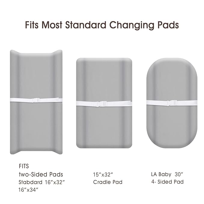 PHF Baby Changing Pad Covers for Boys Girls, 2 Pack Ultra Soft Breathable Microfiber Changing Pad Table Sheets for Most Baby Changing Pads, Grey & Grey