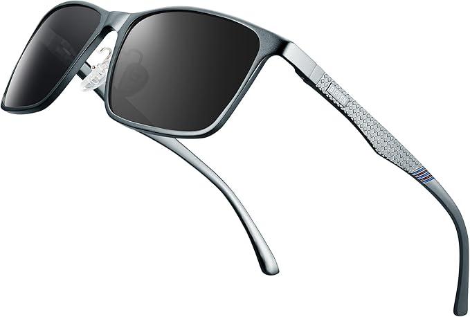 BIRCEN Polarized Mens Sunglasses for Driving: UV Protection Al-Mg Metal Sunglasses Lightweight Shades for Fishing Travel Golf