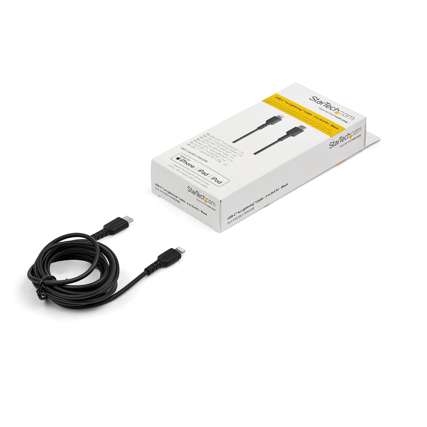 Startech.Com 6 Foot (2M) Durable Black Usb-C To Lightning Cable - Heavy Duty Rugged Aramid Fiber Usb Type C To Lightning Charger